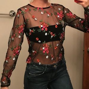 Urban Outfitters mesh floral top